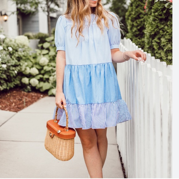 Pomander Place Tuckernuck Tiered Mini Swing Dress Women's Large - Picture 15 of 15